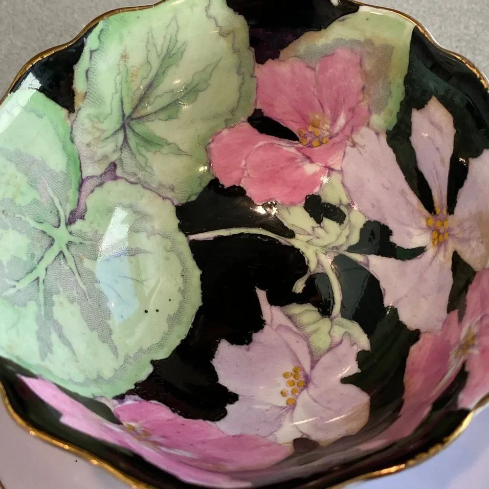 RARE Vintage Paragon Art Deco Floral Fine Bone China Teacup and Saucer, 1960